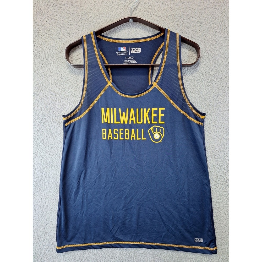 Milwaukee Brewers Tank Top Men L Blue Genuine Merchandise TX3 COOL MLB Baseball